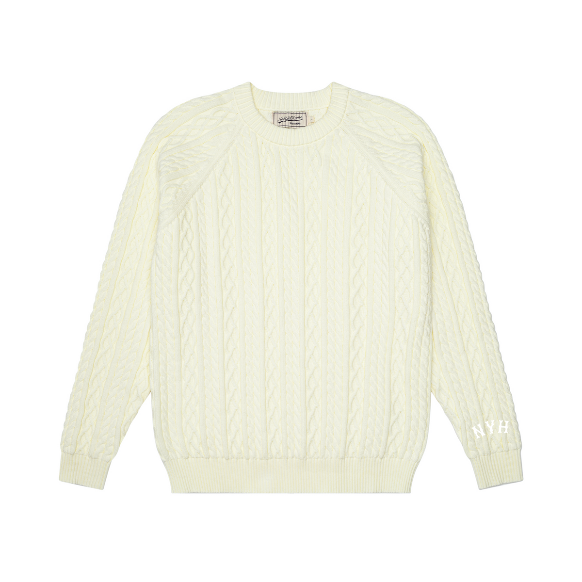 CROSS CABLE KNIT SWEATER OFF-WHITE – NOT YET HOME