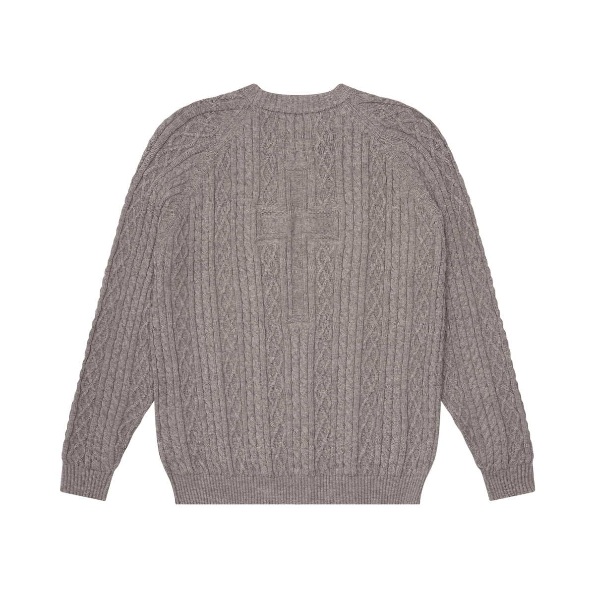 CROSS CABLE KNIT SWEATER GREY – NOT YET HOME