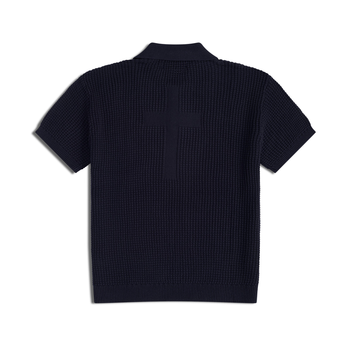 CROSS KNIT POLO NAVY – NOT YET HOME