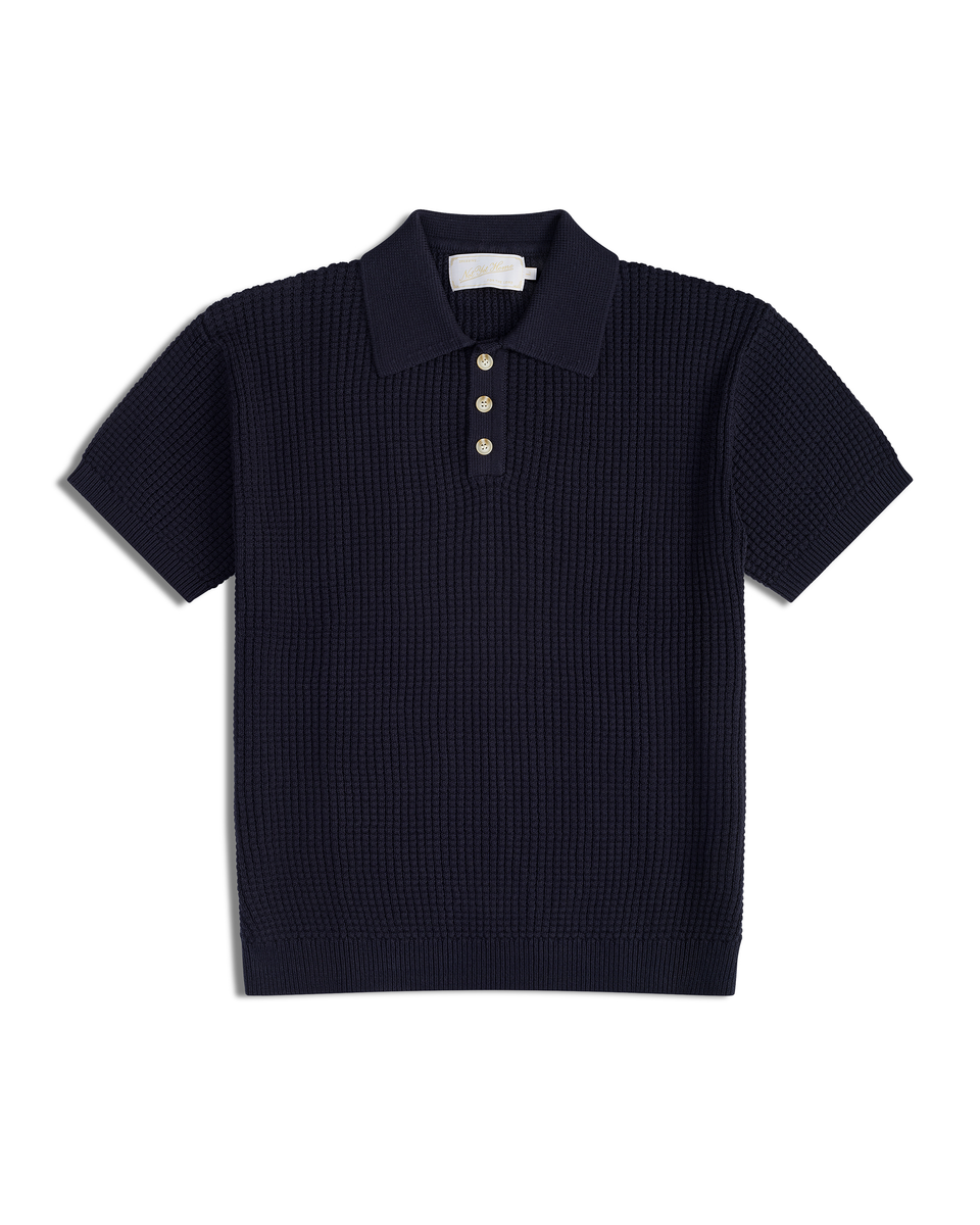 CROSS KNIT POLO NAVY – NOT YET HOME CROSS KNIT POLO NAVY – NOT YET HOME
