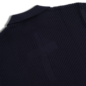 CROSS KNIT POLO NAVY