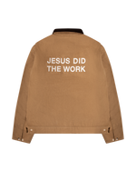 Load image into Gallery viewer, 'JESUS DID THE WORK' JACKET - SADDLE BROWN
