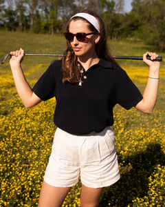 CROSS KNIT POLO NAVY – NOT YET HOME