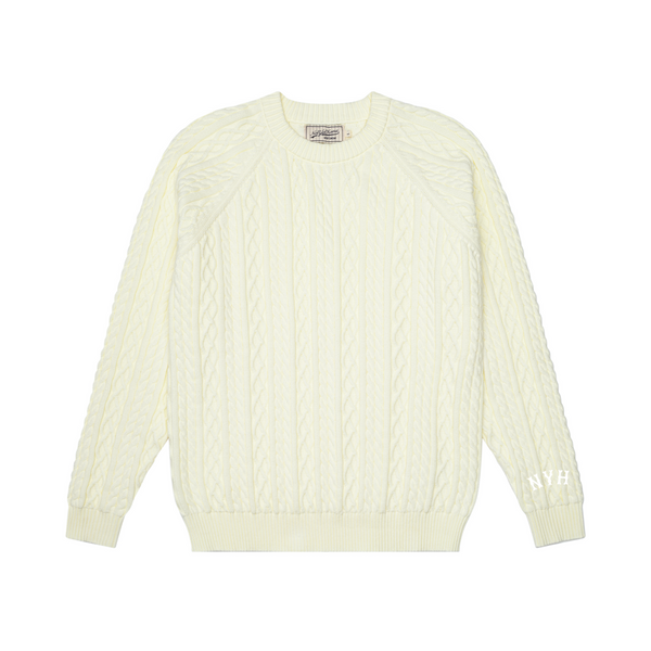 CROSS CABLE KNIT SWEATER OFF-WHITE – NOT YET HOME