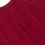 Load image into Gallery viewer, CROSS CABLE KNIT SWEATER WINE RED
