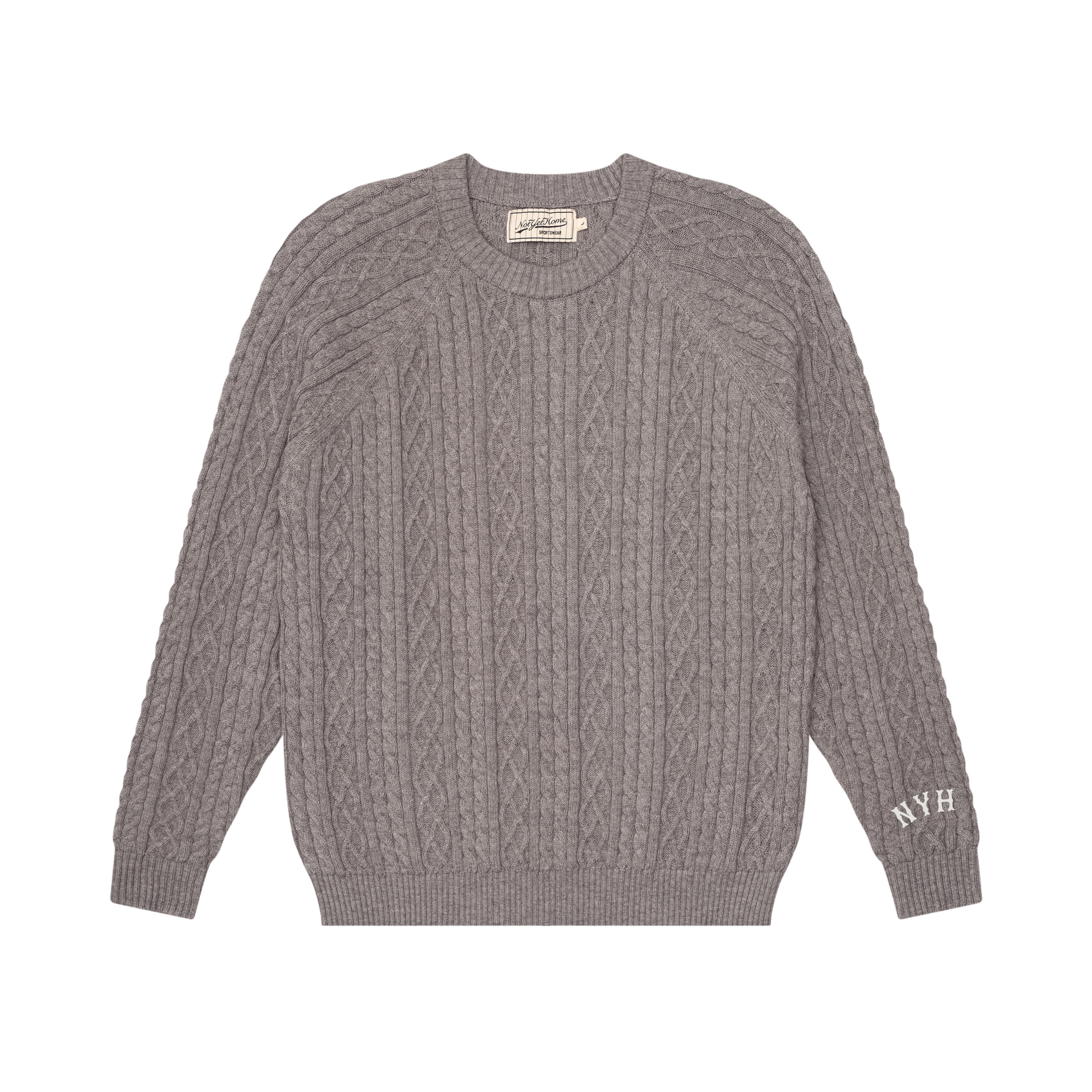 CROSS CABLE KNIT SWEATER GREY