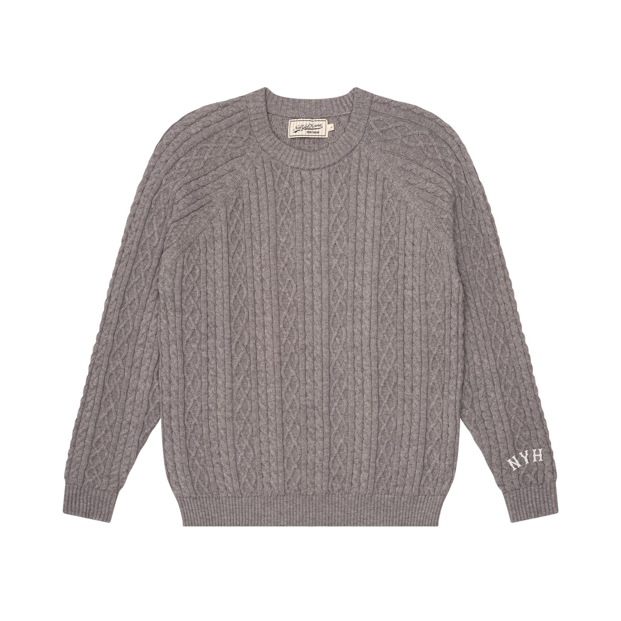 CROSS CABLE KNIT SWEATER GREY