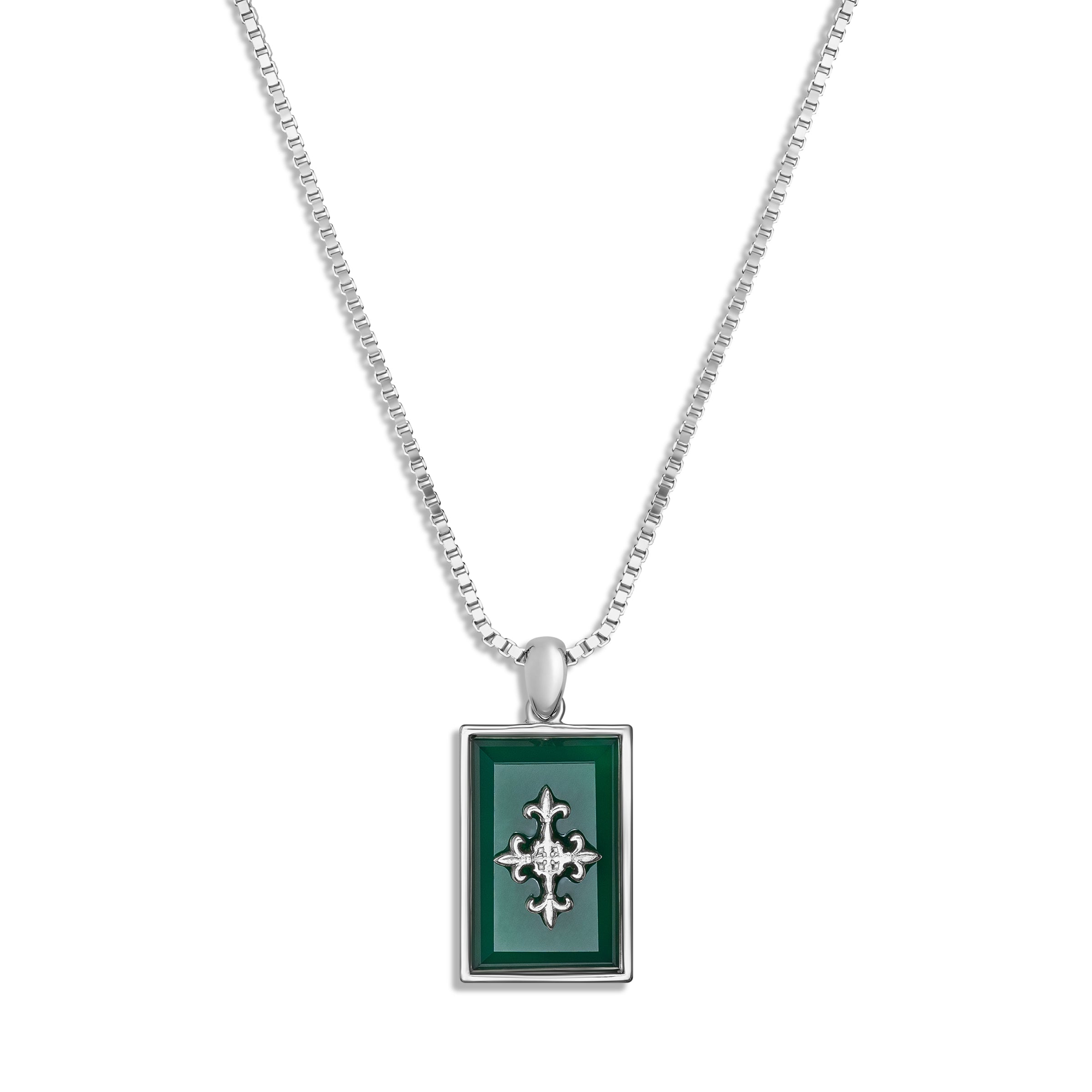 CROSS NECKLACE - ONYX & SILVER