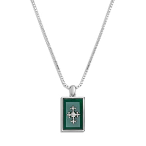CROSS NECKLACE - ONYX & SILVER
