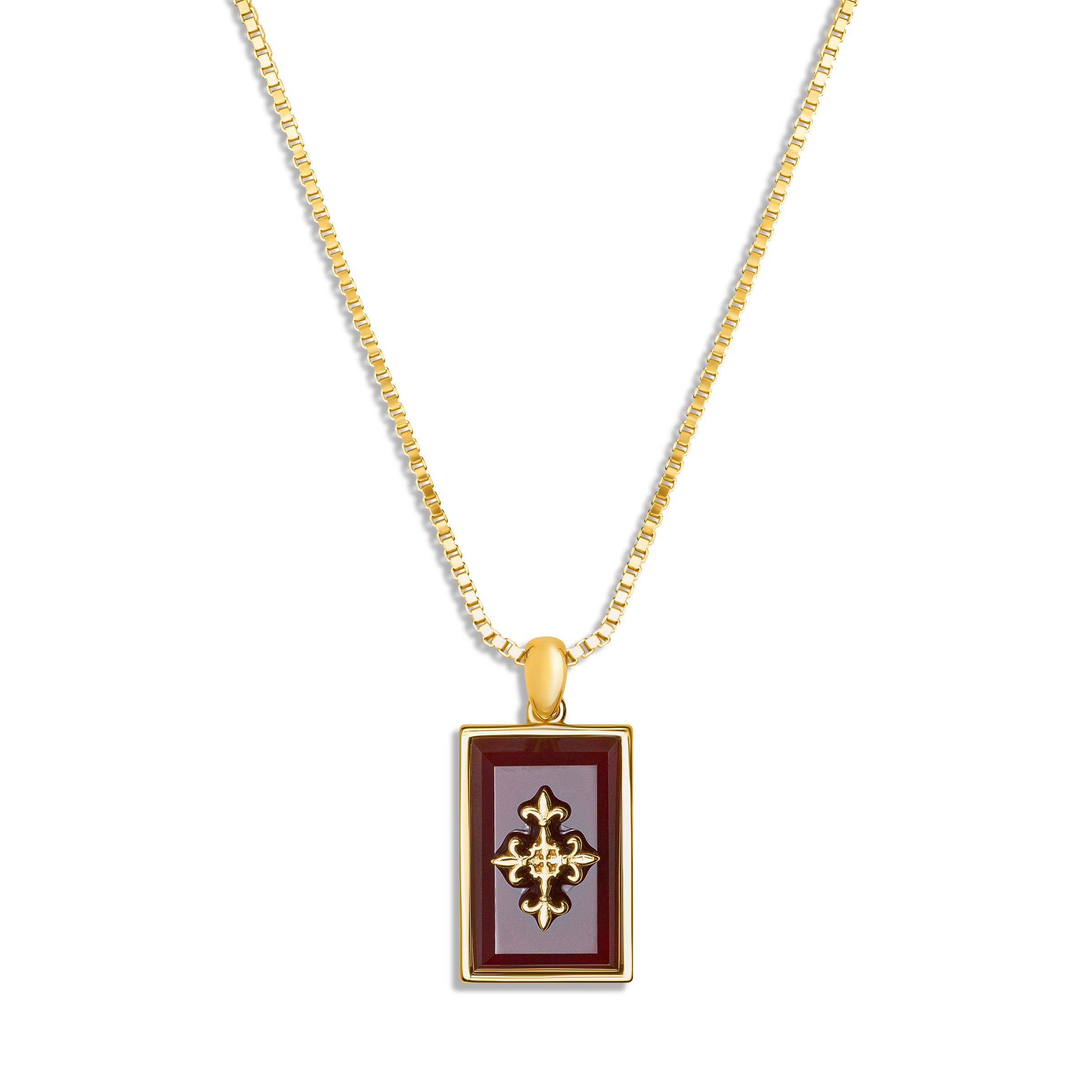 CROSS NECKLACE BLOOD RED & GOLD