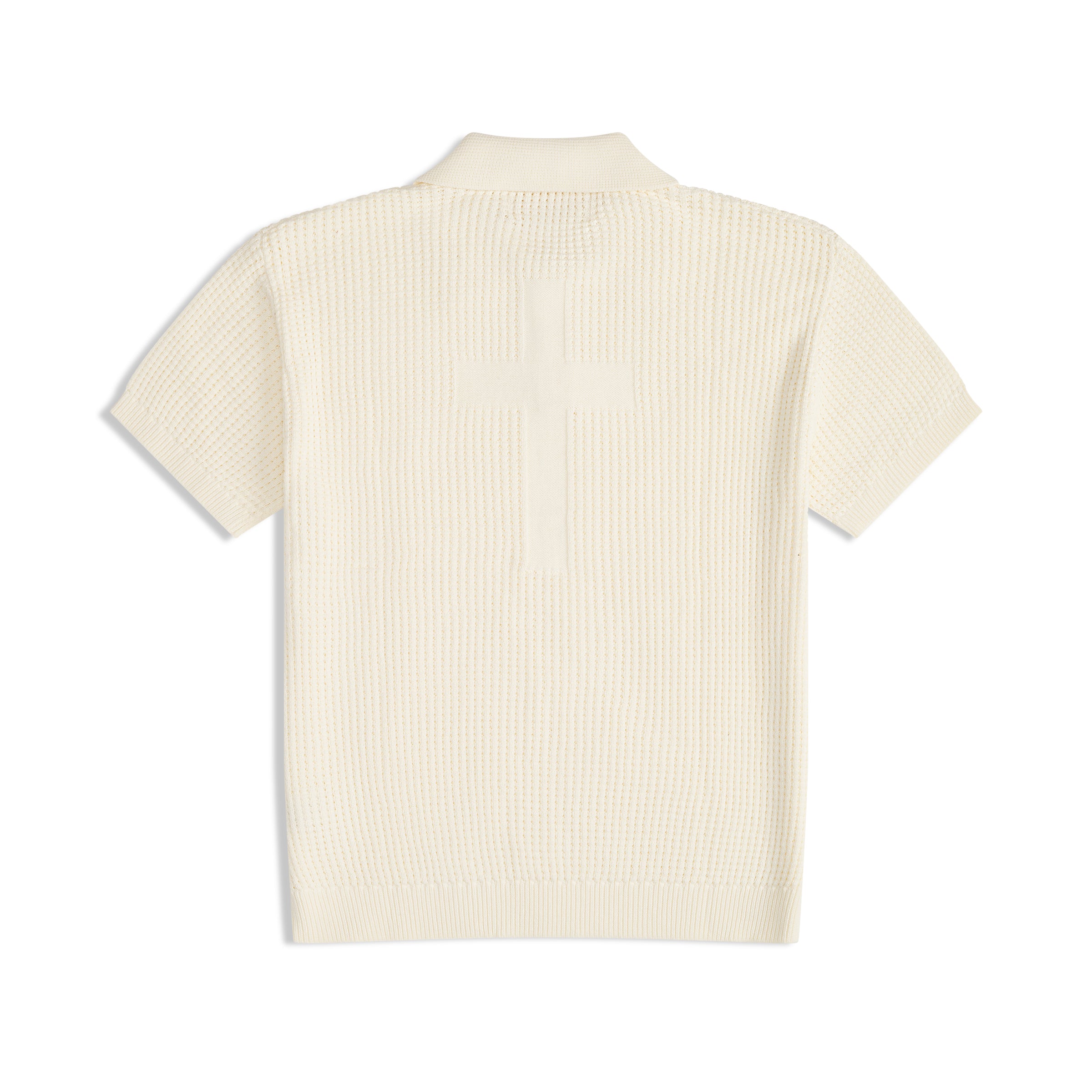 CROSS KNIT POLO OFF-WHITE