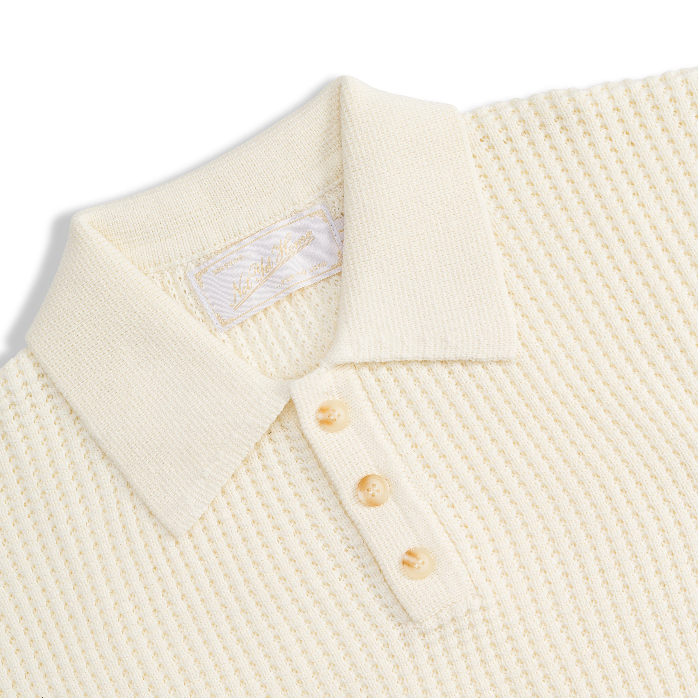 CROSS KNIT POLO OFF-WHITE