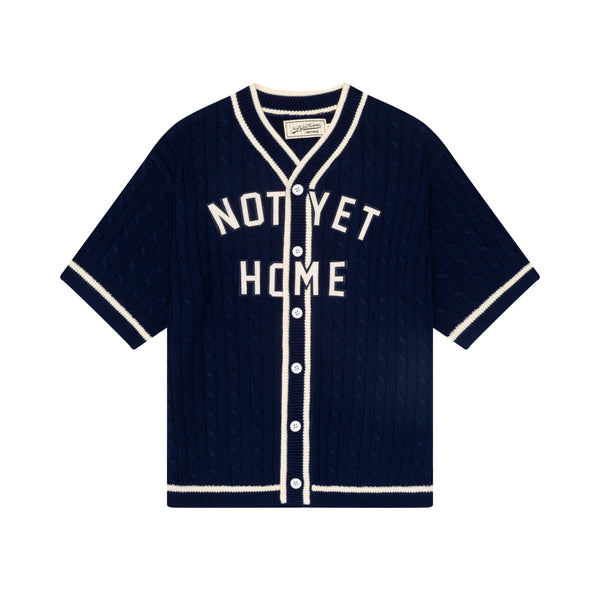 CABLE KNIT BASEBALL CARDIGAN – NOT YET HOME