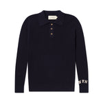 Load image into Gallery viewer, LS CROSS KNIT POLO NAVY

