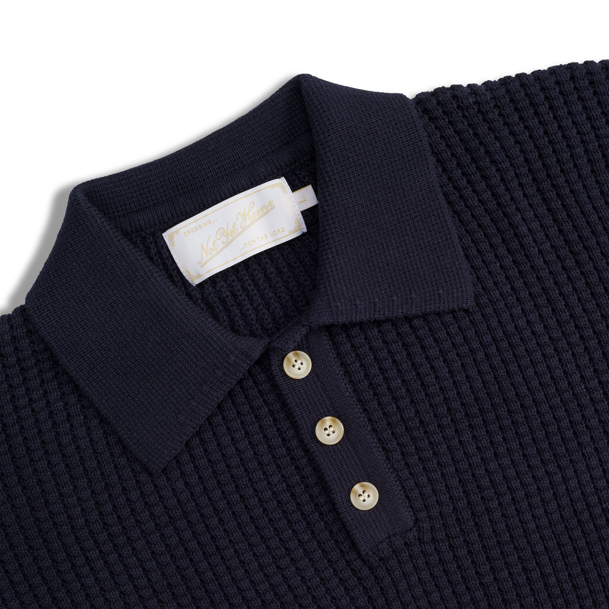 CROSS KNIT POLO NAVY