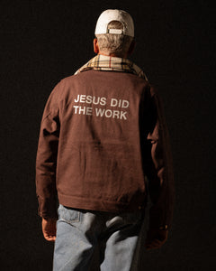 'JESUS DID THE WORK' JACKET - LIGHT WINE