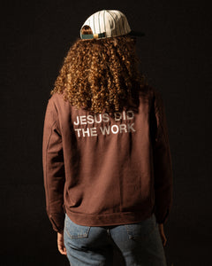 'JESUS DID THE WORK' JACKET - LIGHT WINE