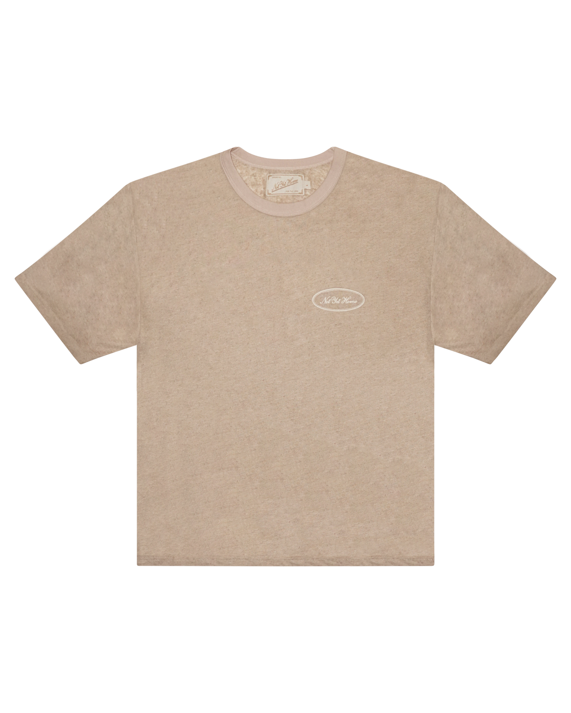LINEN OVAL LOGO TEE TAN