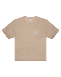 LINEN OVAL LOGO TEE TAN