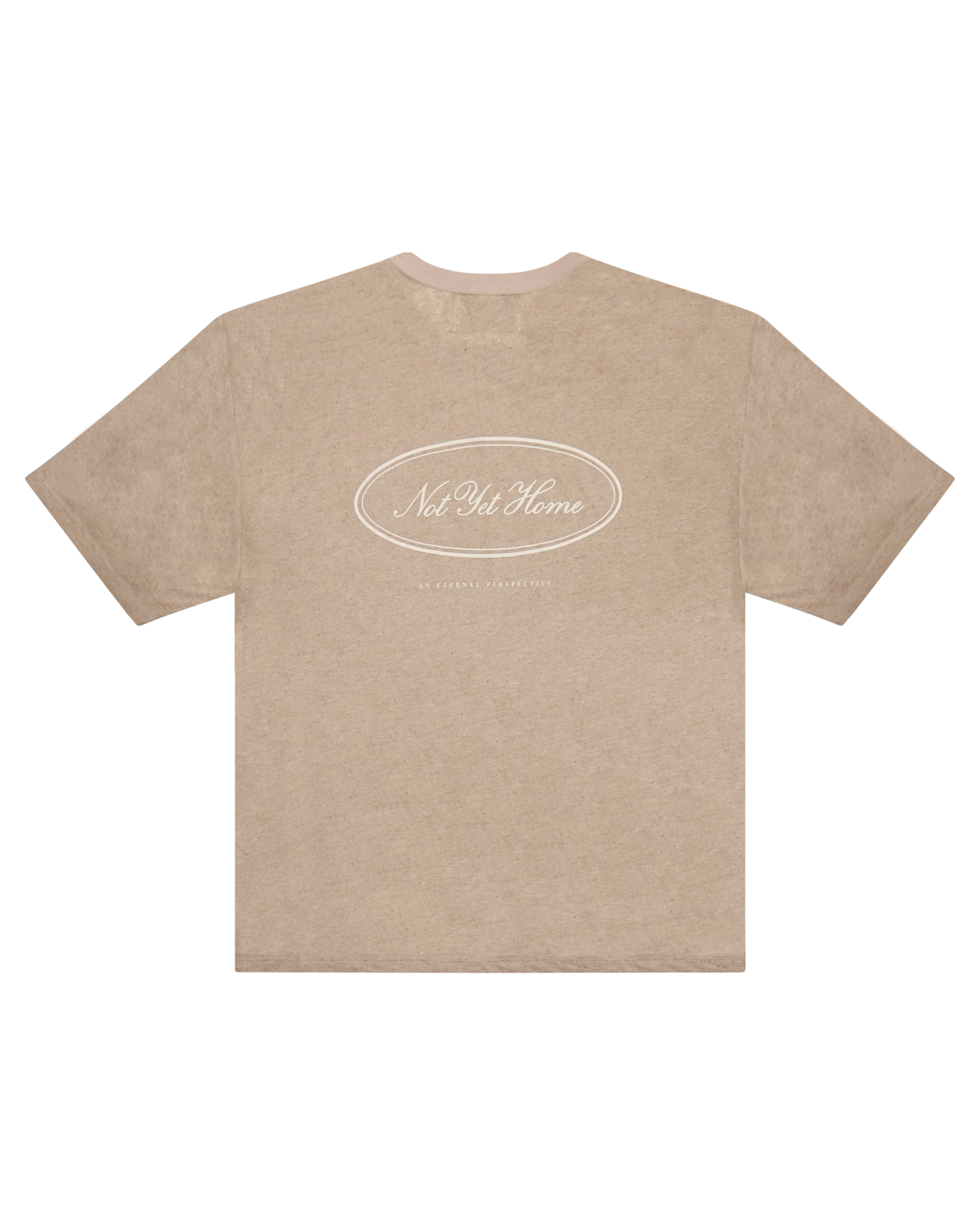 LINEN OVAL LOGO TEE TAN