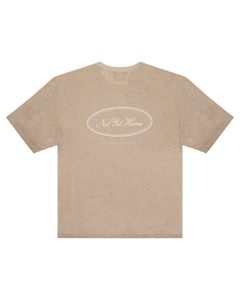 LINEN OVAL LOGO TEE TAN