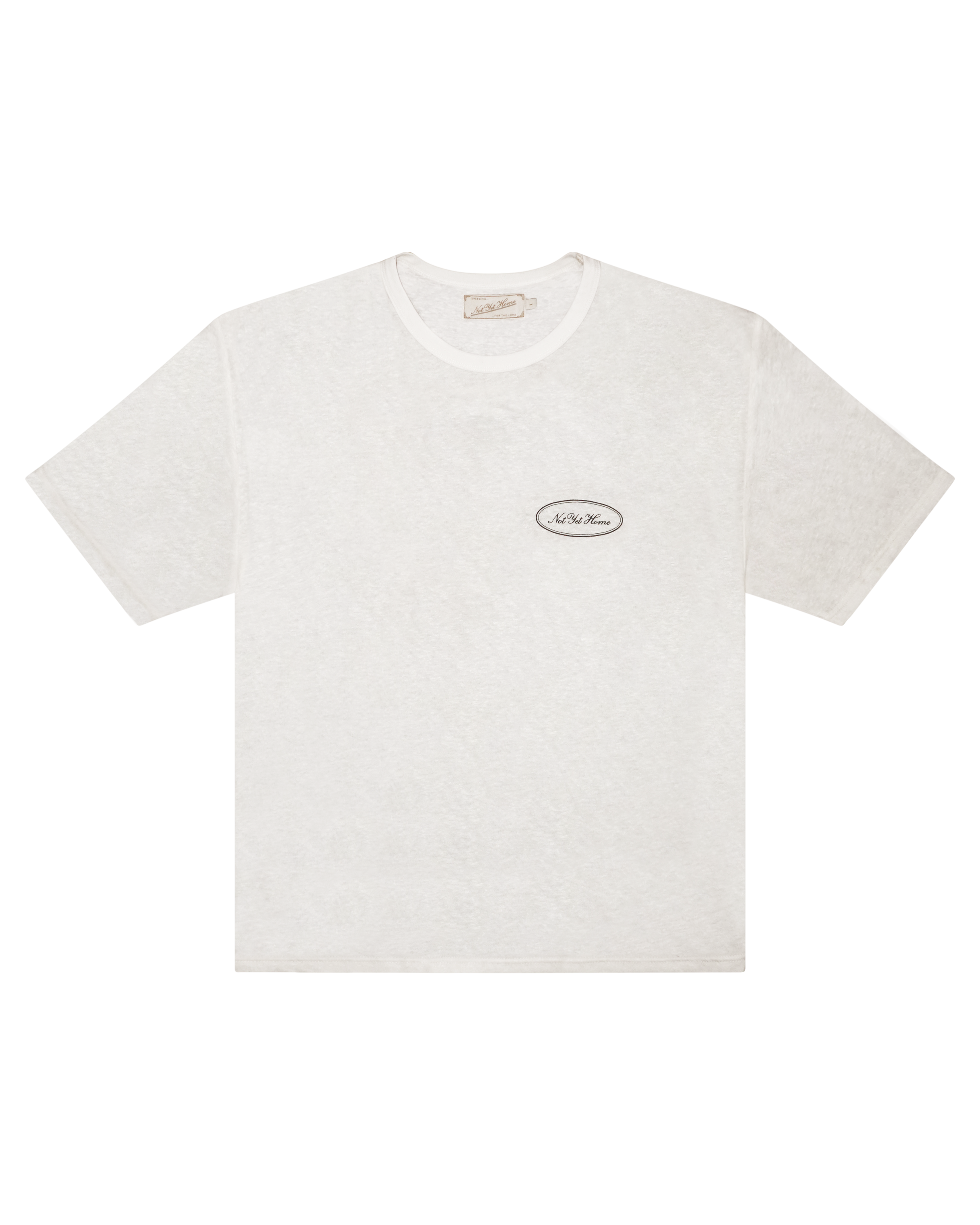 LINEN OVAL LOGO TEE OFF-WHITE