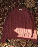 Load image into Gallery viewer, CROSS CABLE KNIT SWEATER WINE RED
