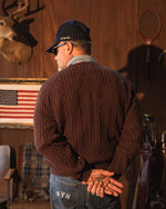 Load image into Gallery viewer, CROSS CABLE KNIT SWEATER WINE RED
