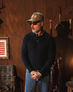 Load image into Gallery viewer, LS CROSS KNIT POLO NAVY

