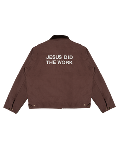 'JESUS DID THE WORK' JACKET - LIGHT WINE