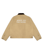 Load image into Gallery viewer, 'JESUS DID THE WORK' JACKET - TAN
