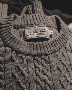 CROSS CABLE KNIT SWEATER GREY – NOT YET HOME