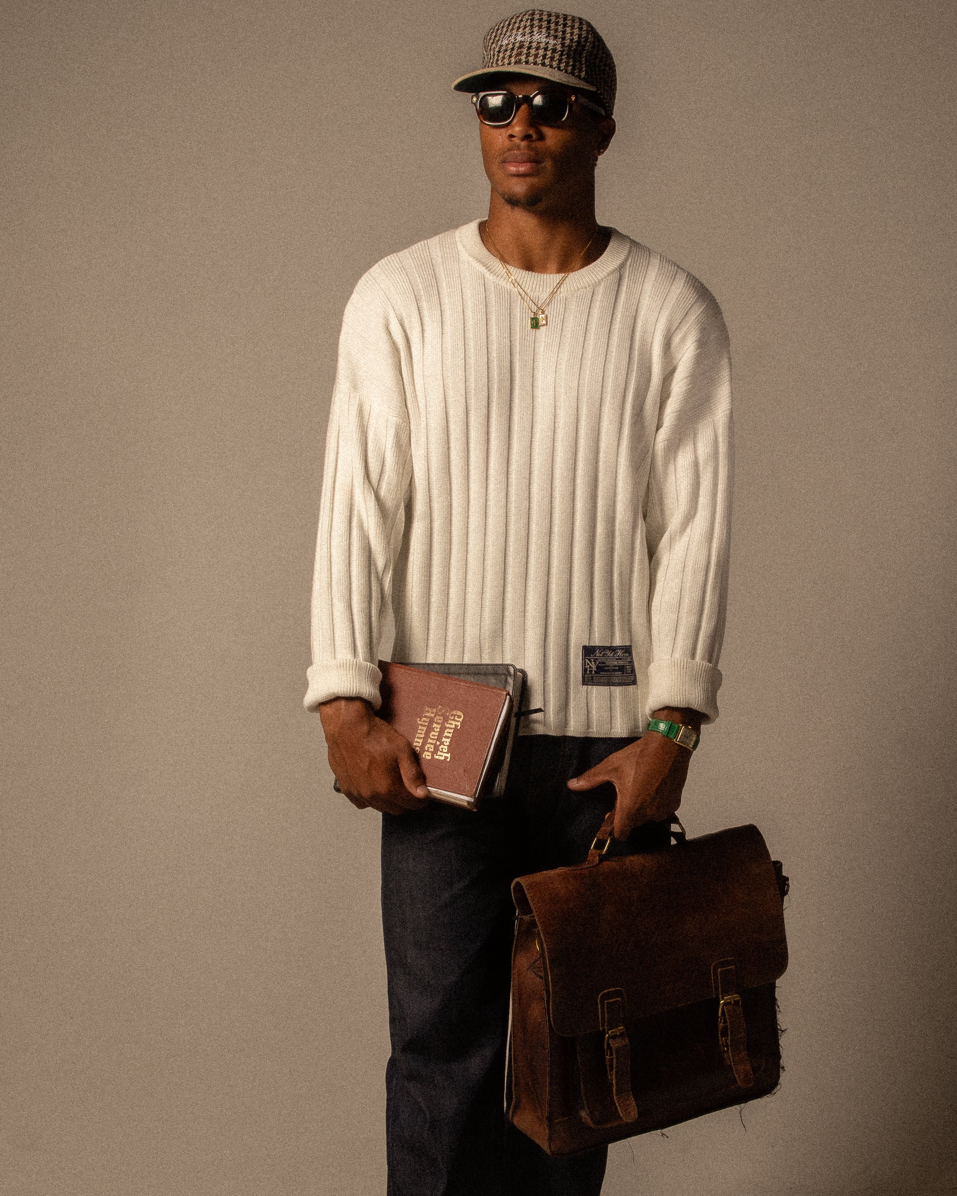 RIBBED SWEATER COG - 'OFF-WHITE & NAVY'