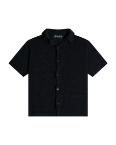 DIAMOND KNIT BUTTON UP - 'BLACK'