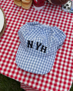 Load and play video in Gallery viewer, GINGHAM CAP - BLUE
