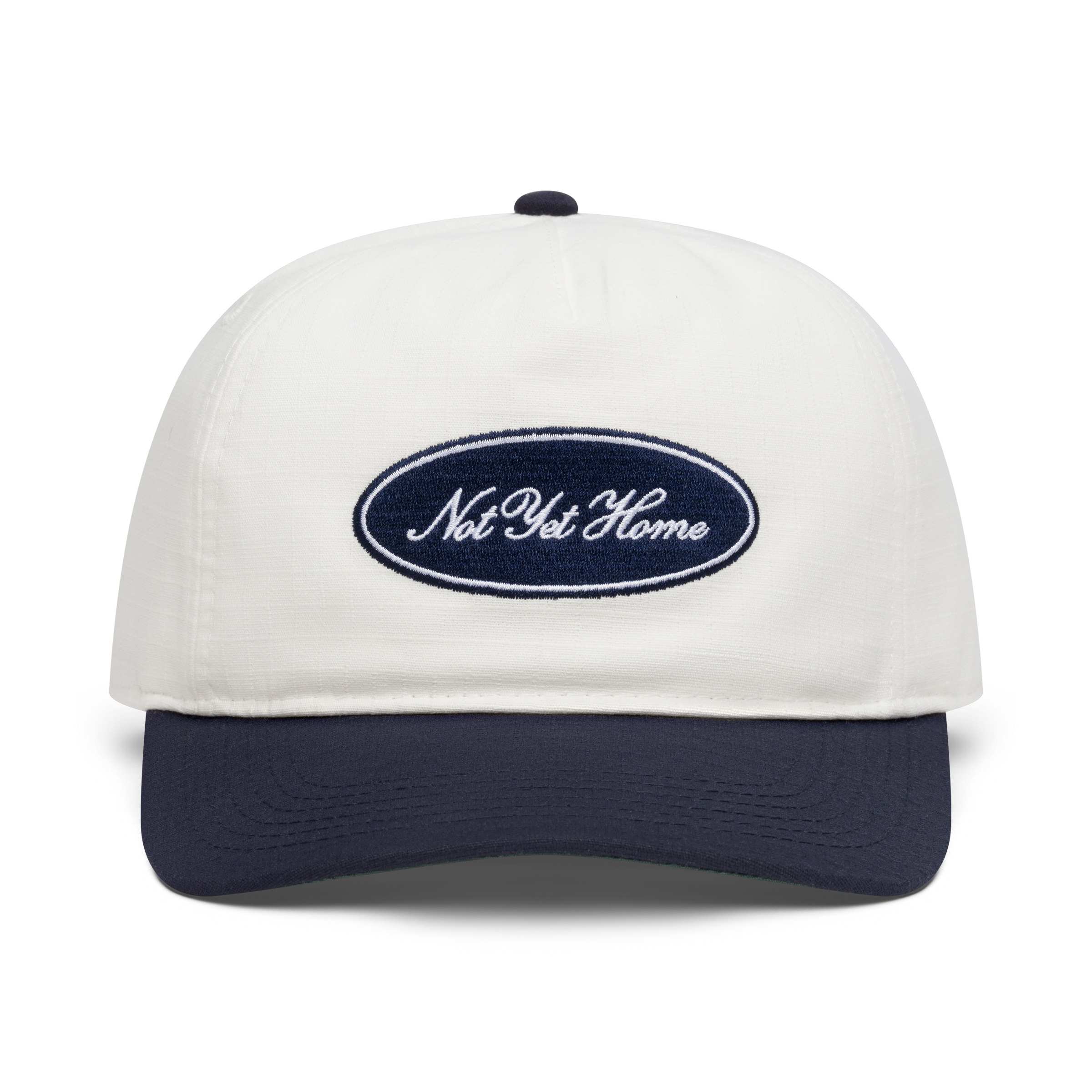 OVAL LOGO' RIPSTOP CAP - WHITE & NAVY – NOT YET HOME